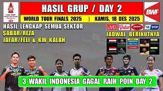 3 WAKIL INDONESIA ~ Hasil BWF World Tour Finals 2025 Hari Ini Day 2 ~ SABAR/REZA Kalah