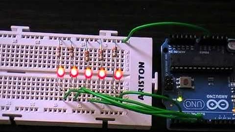 First test with Arduino - 5 leds || Primera prueba con Arduino 5 leds.