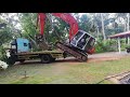 How to load IHI 120 excavator into TATA 1210 lorry safely without ramp. Excavator operating skill.