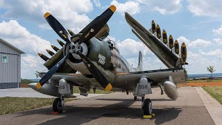 Big Old DOUGLAS SKYRAIDER AIRPLANE ENGINES Cold Startup