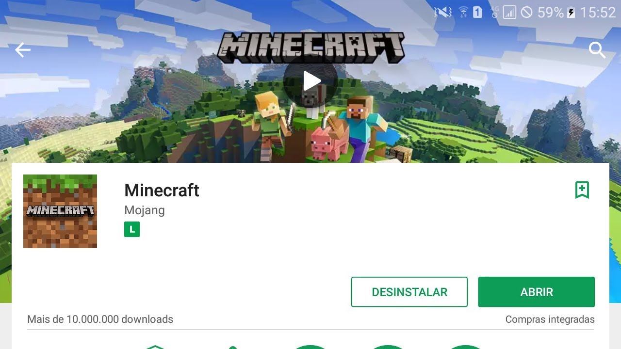 Minecraft está de Graça na Play Store baixe Agora Mesmo 