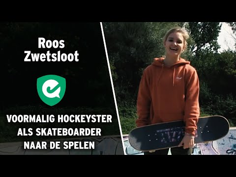 Voormalig hockeyster Roos Zwetsloot plaatst zich met haar skateboard voor de Spelen in Tokio