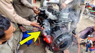 Old Diesel Engine Starting First time after Rebuilding || Engine Caught Fire