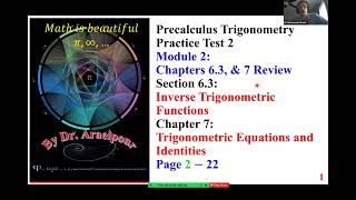 Math 111 Exam 2 Review Trig Identities Equations Inverse