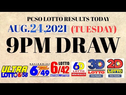 Lotto Result Today 9pm August 24 2021 6/58 6/49 6/42 6D Swertres Ez2 PCSO