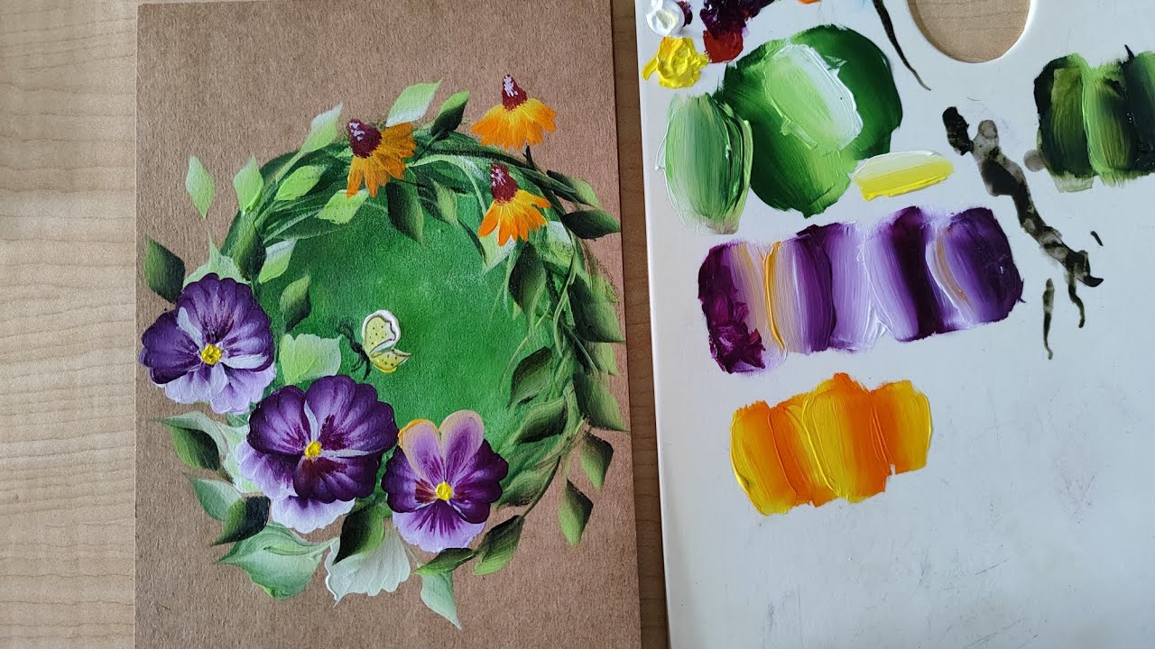 How to paint pansyone stroke paintinghow to paint Pansy YouTube