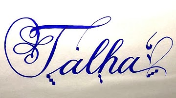 Talha Name Signature Calligraphy Status | How to Draw, Cursive Calligraphy with Cut Marker
