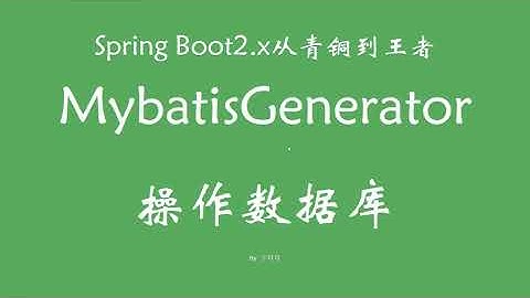 4 9 1 整合MybatisGenerator操作数据 SpringBoot从青铜到王者系列 教程
