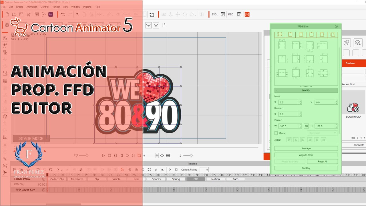 Cartoon Animator 5 Animación de objetos FFD Editor