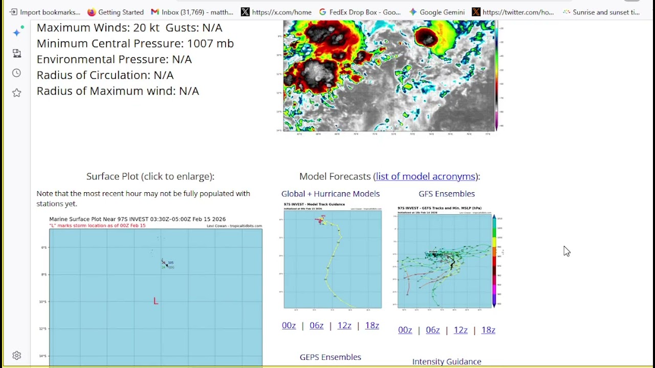 Tropical Cyclone GEZANI. worldwatch as of 9pm pst, Feb 14th