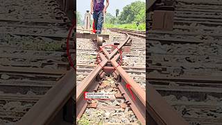 Perfect wheel alignment at railway crossover frog. #shorts #railtrack #railroad #foryou