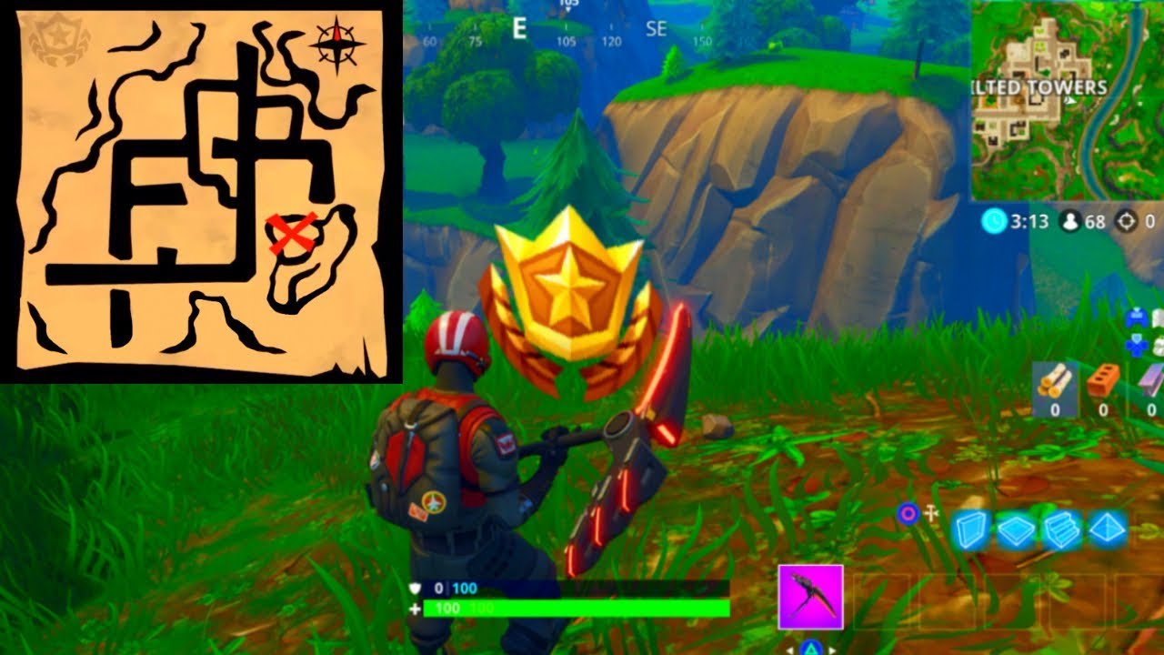 follow the treasure map found in pleasant park location fortnite week 7 challenges - fortnite pleasant park treasure map season 8