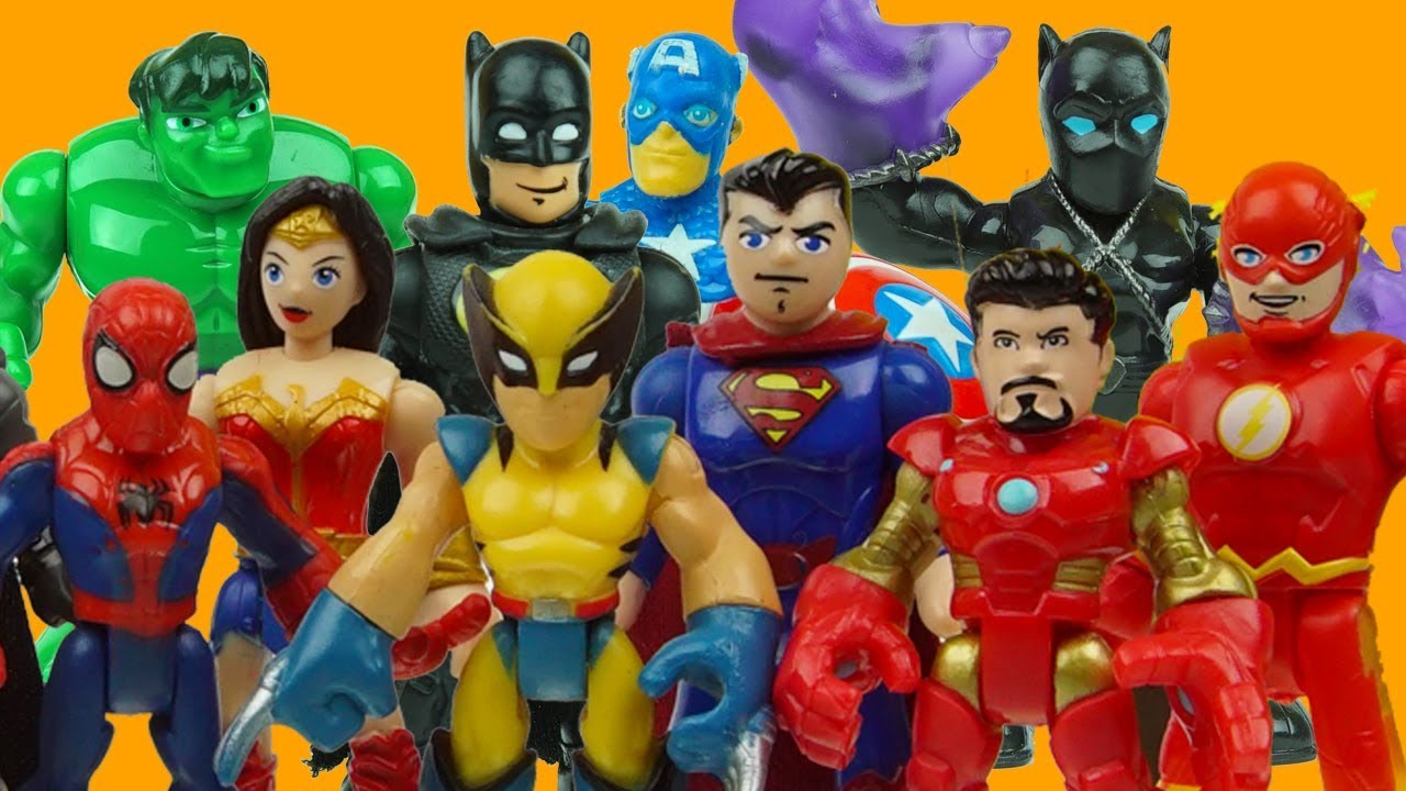 WHO IS THE BEST SUPERHERO? batman, iron man, hulk, spiderman toys