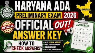 Haryana ADA Preliminary Exam 2026 Official Answer Key Out || How To Check Answers 👍✅