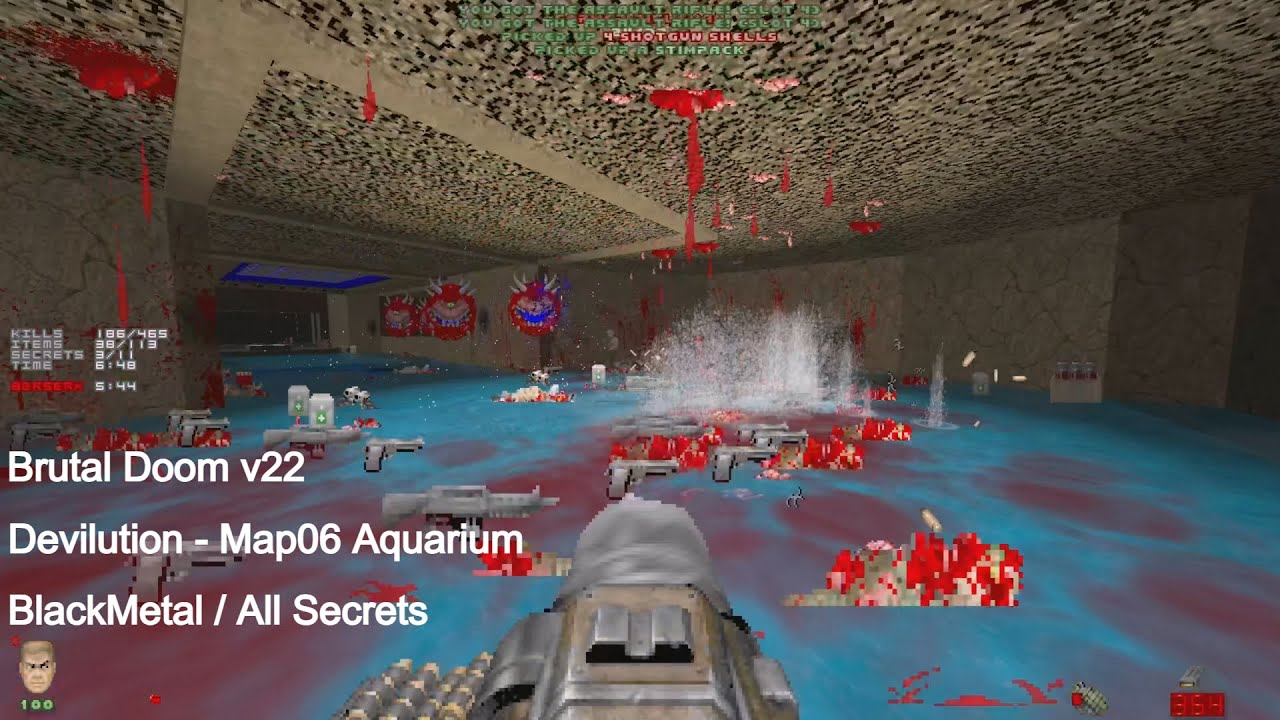 Brutal Doom v22 - Devilution Map06 Aquarium (All Secrets)