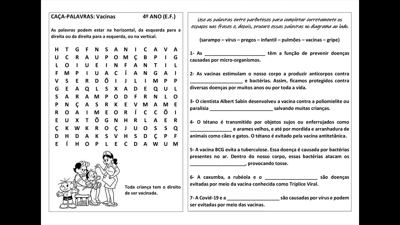 Caça Palavras Alunos Gripe