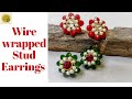 Wire wrapped stud  how to make wire wrapped stud with combination of crystal and pearls  hindi