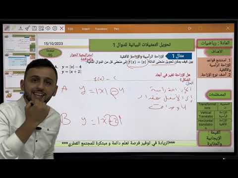 درس تحويل التمثيلات البيانية للدوال الجزء الأول للمستوى الحادي عشر علمي وتكنولوجي منهاج قطر 