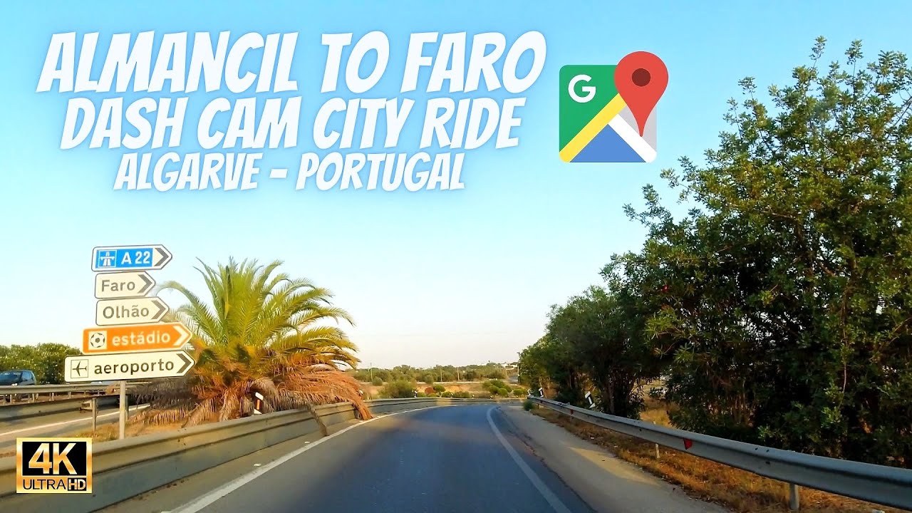 Almancil to Faro Algarve Portugal Dash Cam Car Ride 4K UHD Travel Vlog 🇵🇹🛣️⛳🚗 