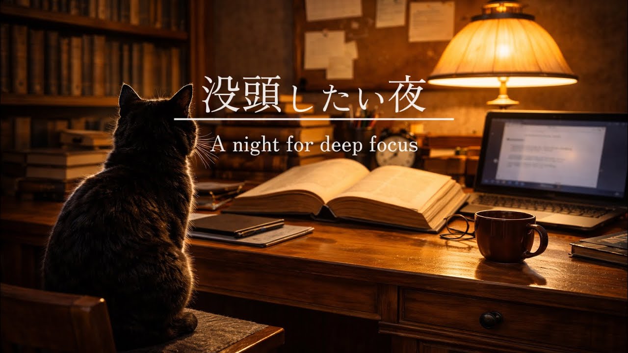 【集中用BGM】没頭したい夜 - A night for deep focus ｜Deep Focus calm piano lofi🐈‍⬛