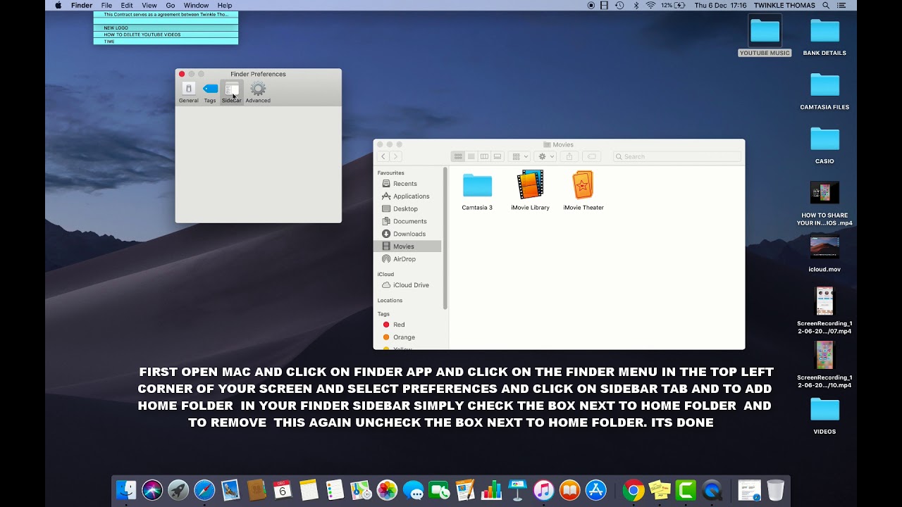 HOW TO ADD OR REMOVE HOME FOLDER IN FINDER SIDEBAR IN MAC OS MOJAVE