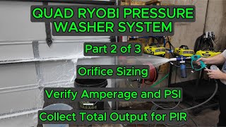 Quad Ryobi Pressure Washer System: Part 2 of 3. Orifice Sizing, PSI, Amps, and Total Output (PIR).