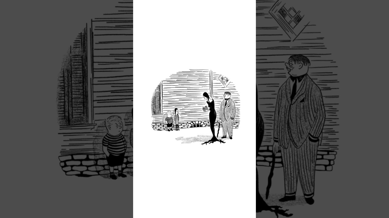 Addams Family - Vintage Cartoon - Illustration Drawing Charles Adams - Wednesday Series, Tim Burton