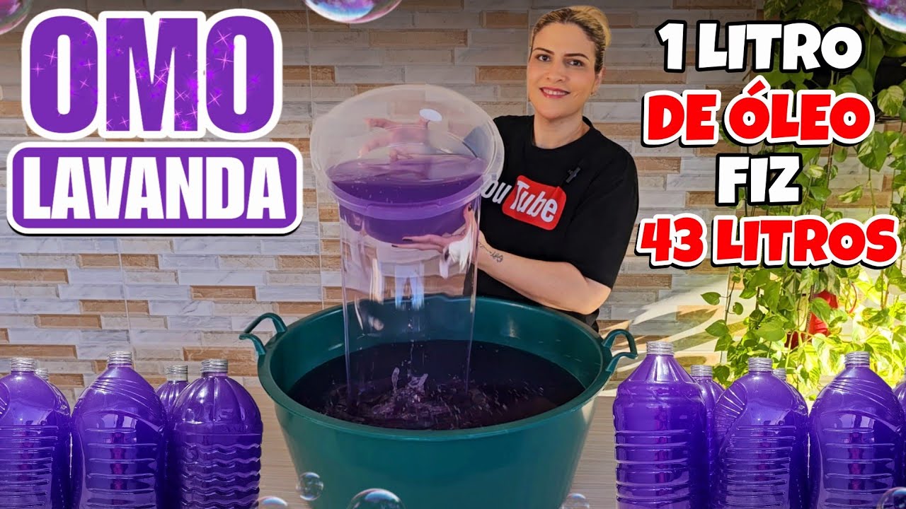 🤑COM 1 LITRO DE ÓLEO FIZ MAIS DE 40 LITROS DE LAVA ROUPAS PERFUMADO OMO LAVANDA!💜🥰