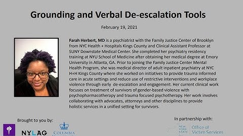 Grounding and Verbal De-escalation Tools Virtual Training held on February 19, 2021
