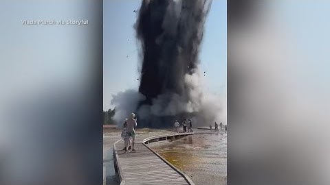 Massive geyser explosion at Yellowstone