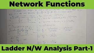 Ladder Network Analysis Part-1 | Network Functions | EN / CTN