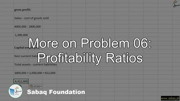 More on Problem 06: Profitability Ratios, Accounting Lecture | Sabaq.pk