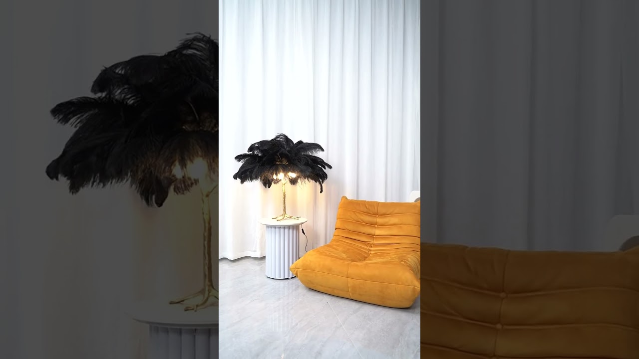 Ostrich Feather Table Lamp black