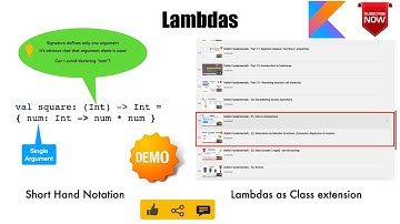Lambdas | Shorthand - it | As Class Extensions : Kotlin Fundamentals Tutorial - Part 32