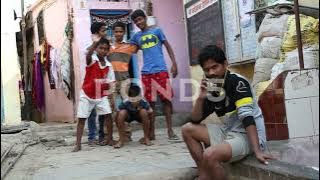 049551149 portrait indian boys street mu Portrait Of Indian Boys At The Street Of Mumbai. Video
