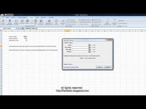 Tutorial excel - (ICONA FORMULE) - ammortamento annuo