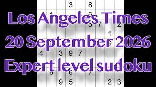 Sudoku solution – Los Angeles Times 20 September 2026 Expert level sudoku
