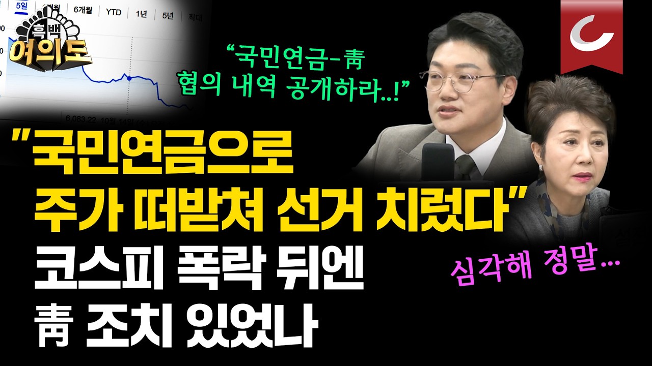 코스피·코스닥 폭락, 방지할 수 있었다? 고점에 ‘리밸런싱’ 못한 국민연금 "靑과의 협의 내용 밝혀라" [흑백여의도]