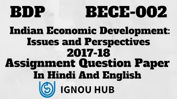IGNOU BDP BECE-002 Assignment Question Paper 2017 2018 In Hindi & English BECE 002