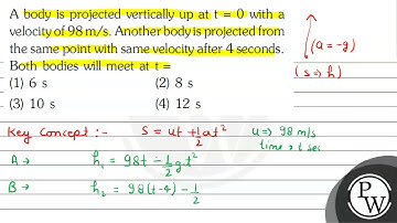 A body is projected vertically up at \( t=0 \) with a velocity of \...