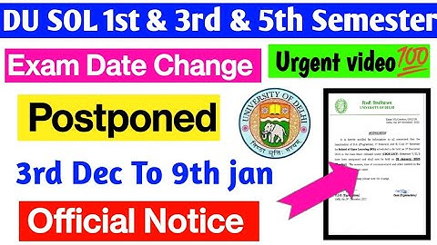 Urgent Video SOL 3rd & 5th Semester Exam December 2022  Postponed To January 2023 📚 Official Notice💯