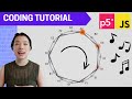P5js coding tutorial  rotating polygons on the major scale 
