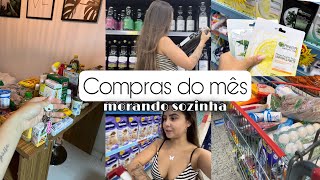 COMPRAS DO MÊS MORANDO SOZINHA 🛒