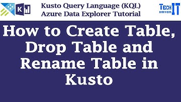 How to Create Table, Drop Table and Rename Table in Kusto | Kusto Query Language Tutorial (KQL)