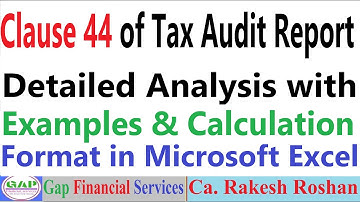 Clause 44 of Tax Audit Report With Detailed Analysis with Excel Sheet Download | Ca. Rakesh Roshan