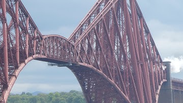 Flying Scotsman Steam Train Crossing Forth Railway Bridge Over the Firth of Forth Scotland
