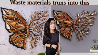 DIY Metal Look Wall hanging with Waste Materials | Best out of waste for home decor 🦋