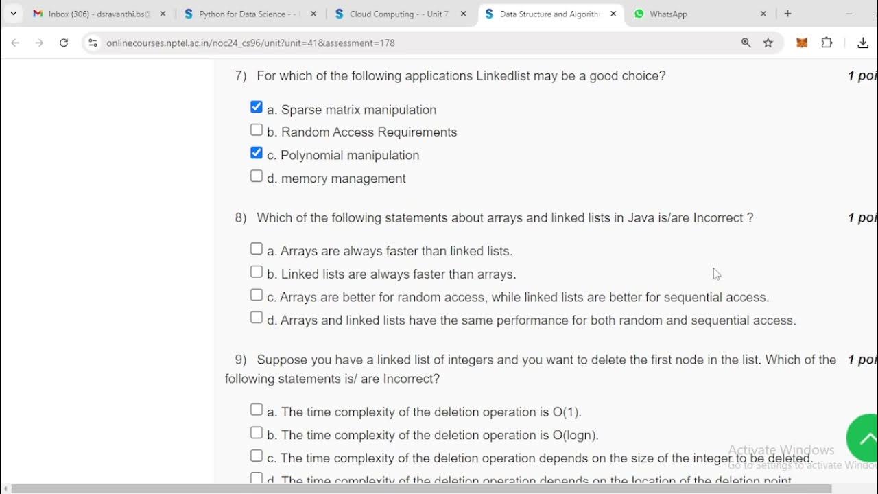 Data Structure and Algorithms using Java|week 4 Nptel Assignment ...
