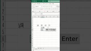 엑셀의 한 셀에 두줄의 데이터를 입력하는 방법 #Shorts #엑셀 #EXCEL #두줄입력 #엑셀팁 #엑셀기초 #꿀팁 #ALT키 #엑셀수식 #엑셀자동화 #사용법