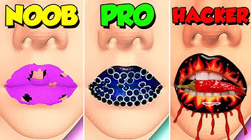 NOOB vs PRO vs HACKER In Lip Art 3D